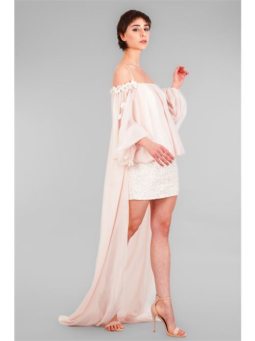 Abito in chiffon e macrame' D'Andrea collection | 25028WHITE OPAL